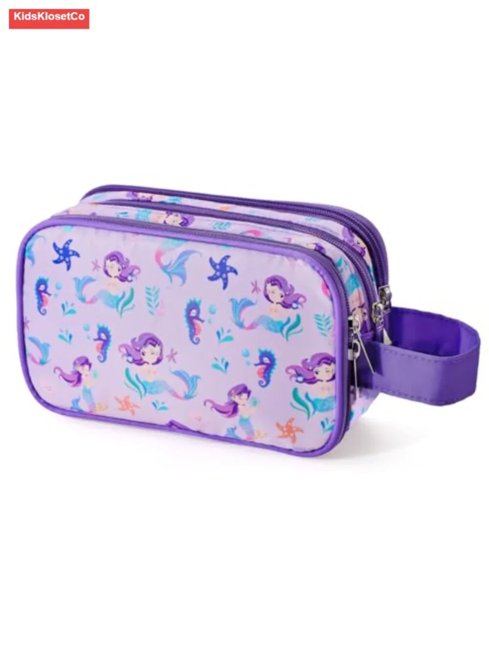 Kids Toiletry Travel Bag with Hanging Hook Waterproof Polyester Cosmetic Case